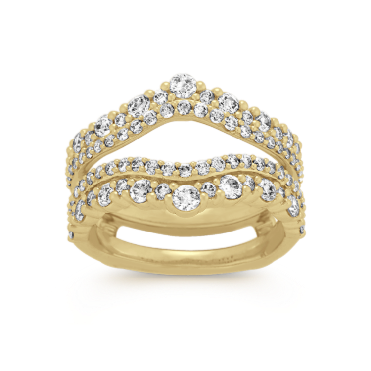 Natural Diamond Contour Engagement Ring Guard in 14k Yellow Gold