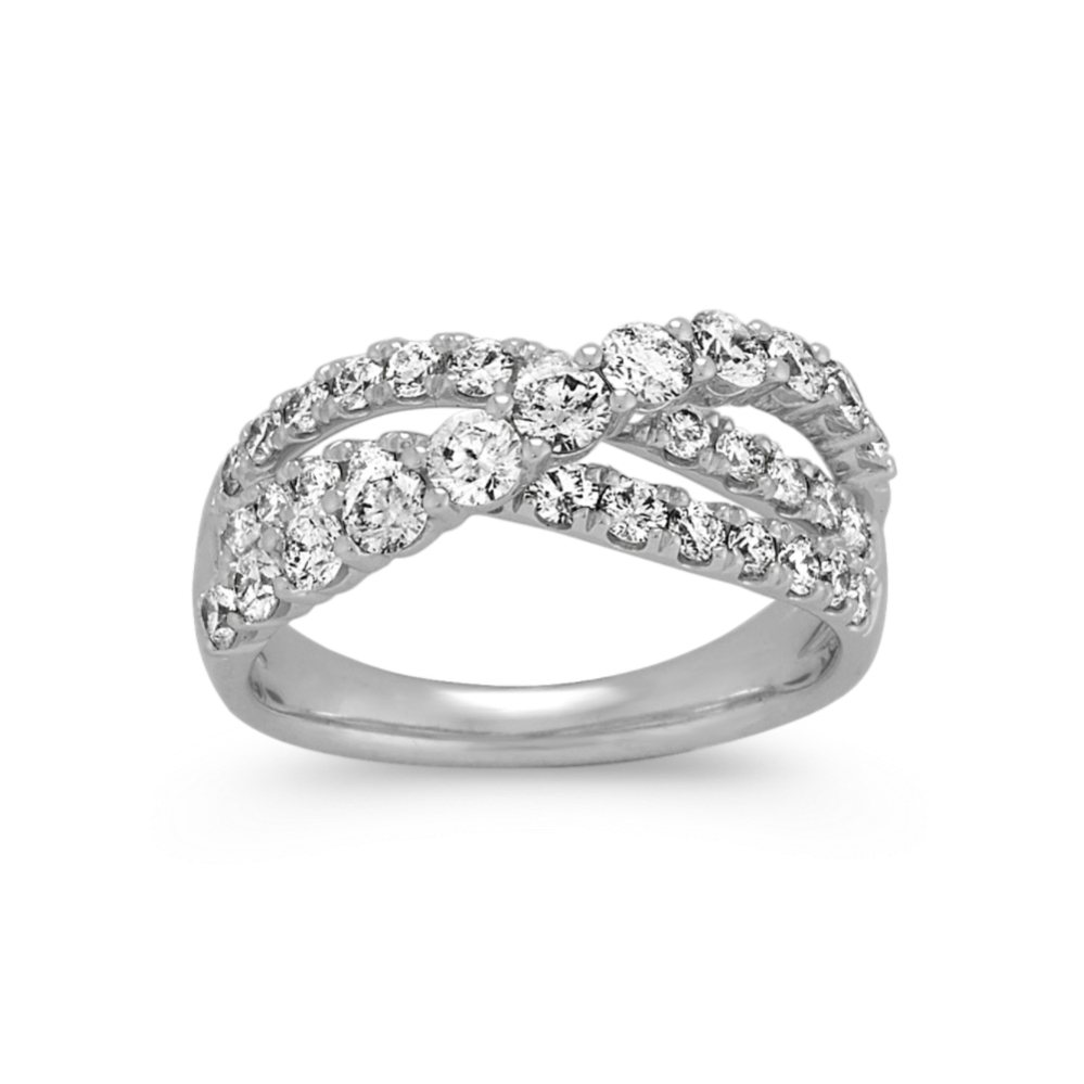 Diamond Crossover Band in 14K White Gold