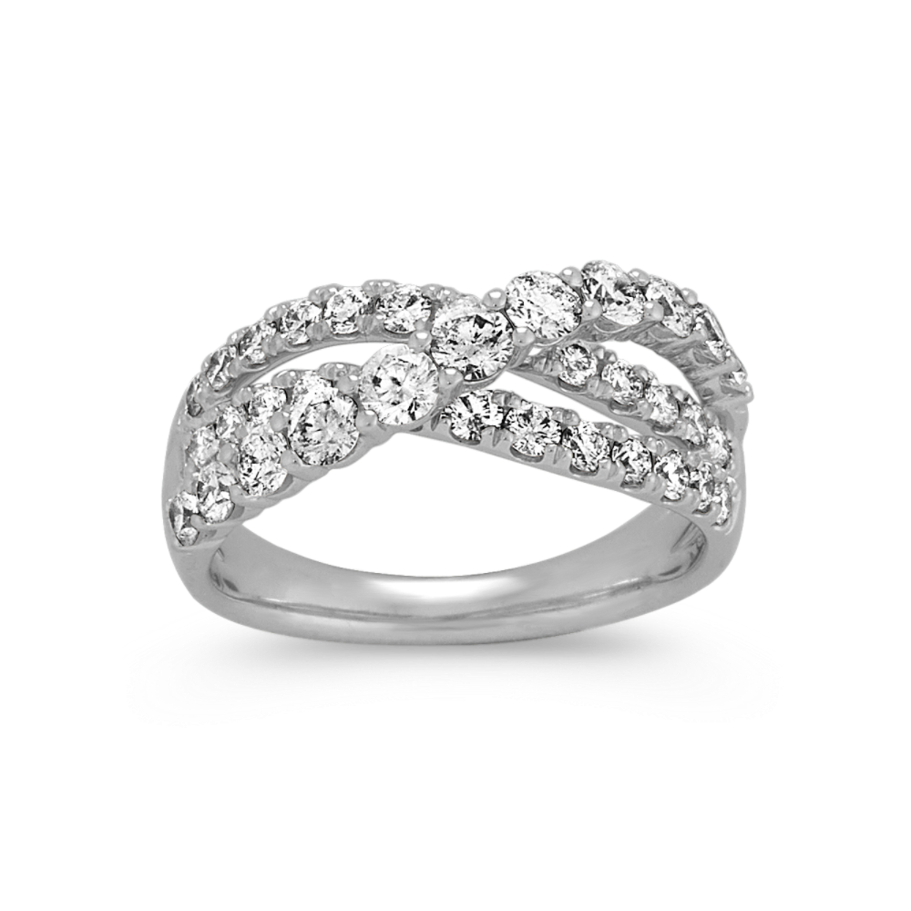 Natural Diamond Crossover Band in 14K White Gold