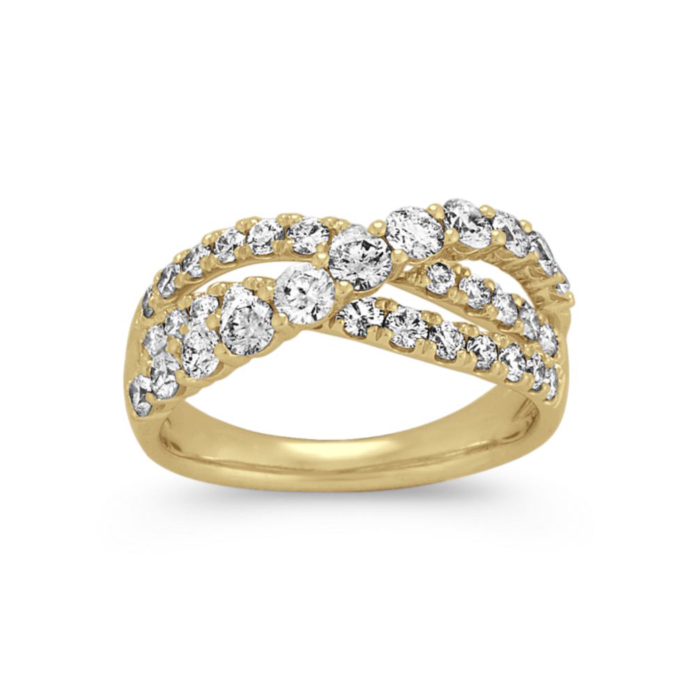 Diamond Crossover Band in 14K Yellow Gold