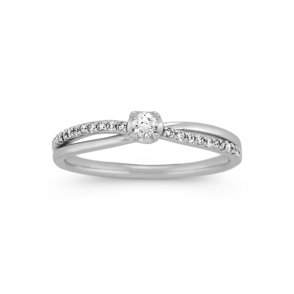 Diamond Crossover Promise Ring in Sterling Silver