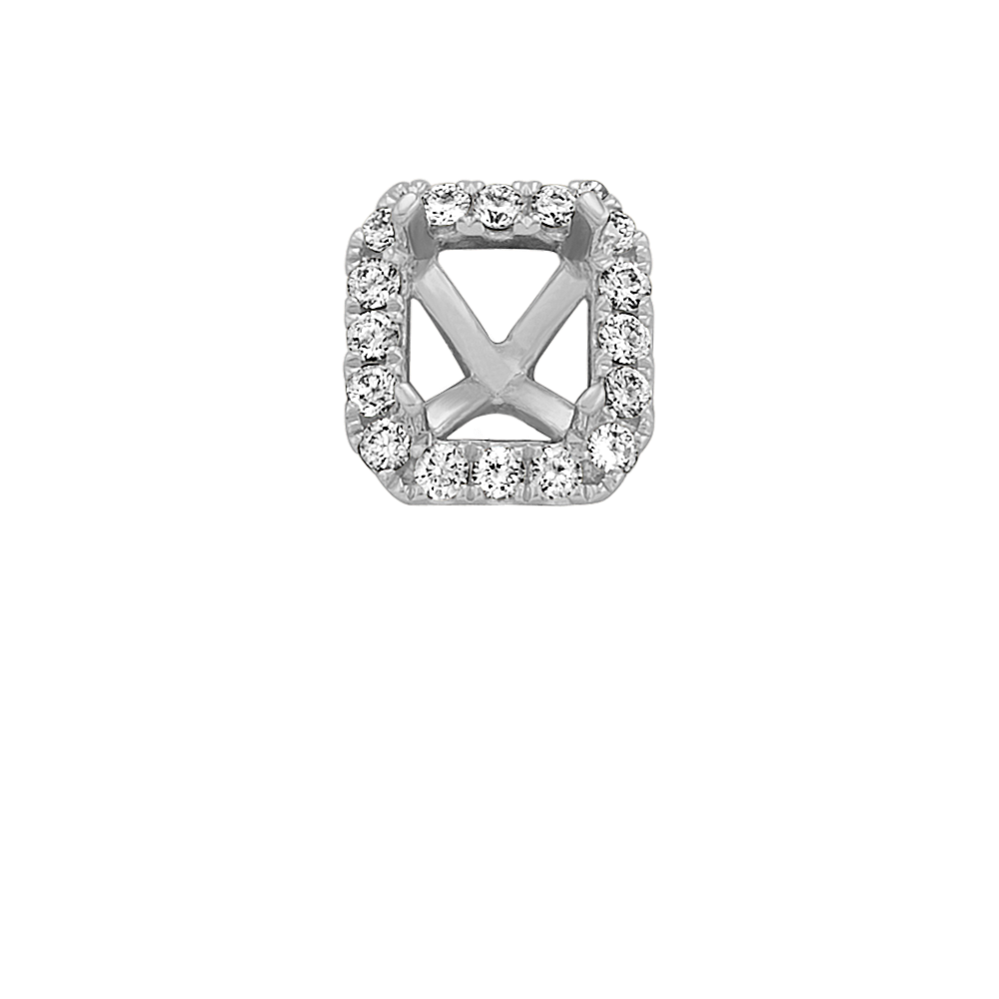 Classic Diamond Halo Decorative Crown to Hold 5.5x4.5mm Radiant Cut Gemstone