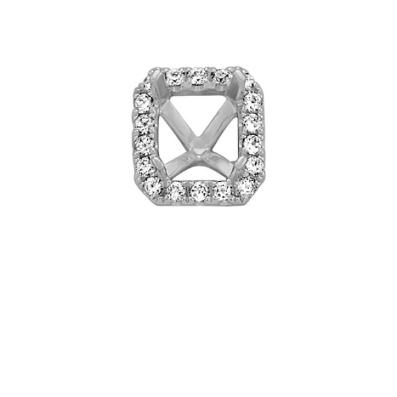 Classic Diamond Halo Decorative Crown to Hold 6.2x5mm Radiant Cut Gemstone