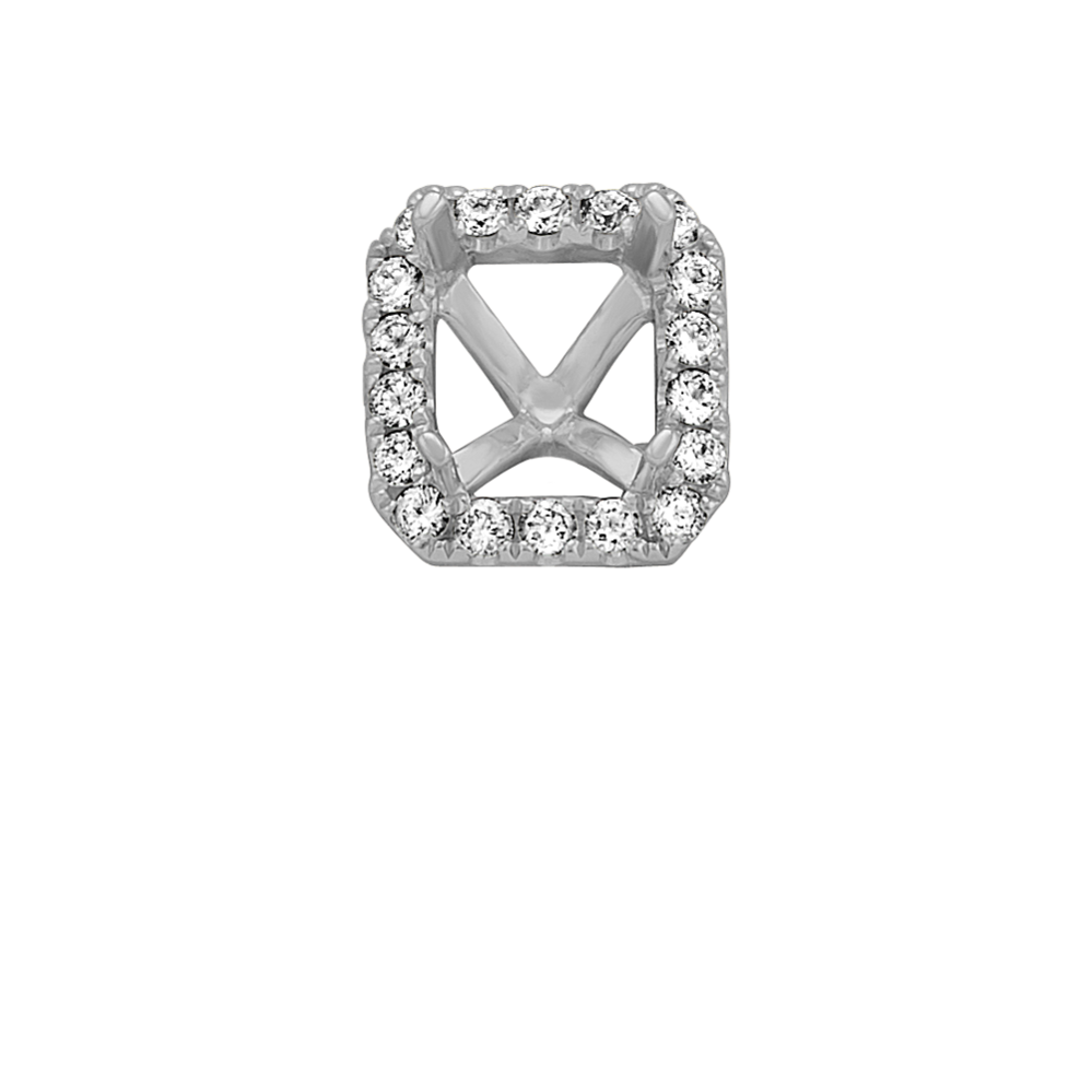 Classic Diamond Halo Decorative Crown to Hold 6.2x5mm Radiant Cut Gemstone