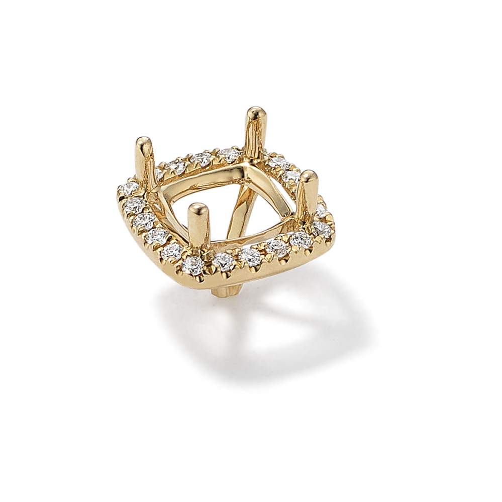 Classic Diamond Halo Decorative Crown to Hold 6.5mm Cushion Gemstone