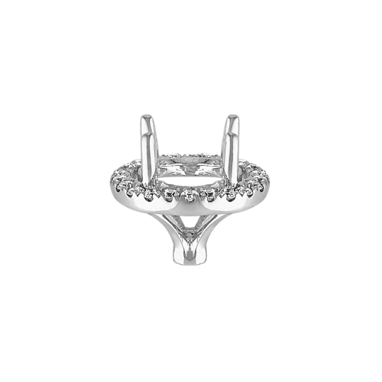 Classic Natural Diamond Halo Decorative Crown to Hold 7.4mm Round Gemstone