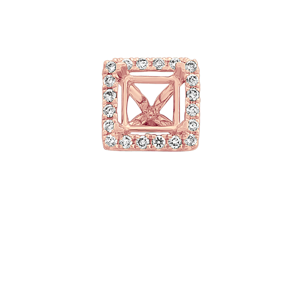 Classic Diamond Halo Decorative Crown to Hold 5.5mm Princess Cut Gemstone