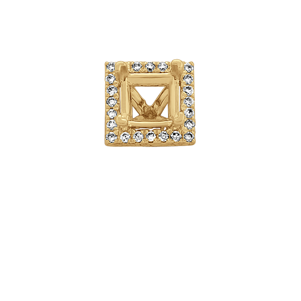 Classic Diamond Halo Decorative Crown to Hold 5mm Princess Cut Gemstone