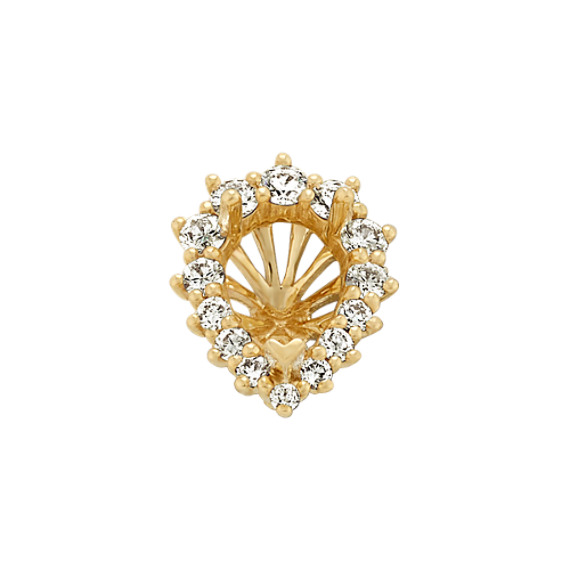 Diamond Halo Decorative Crown to Hold 8x6mm Pear Shaped Gemstone