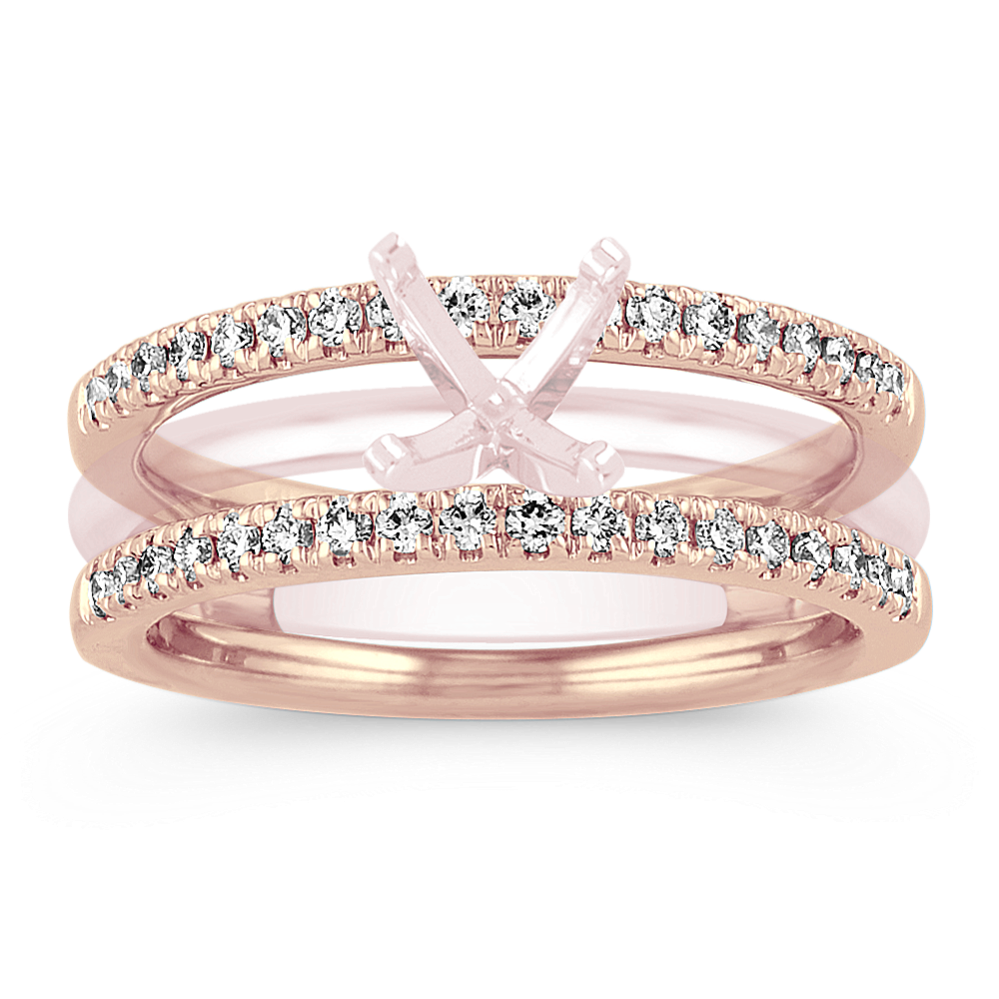 Diamond Engagement Ring Guard in 14k Rose Gold
