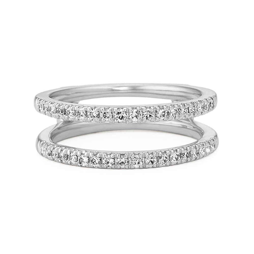 Diamond Engagement Ring Guard In 14k White Gold 