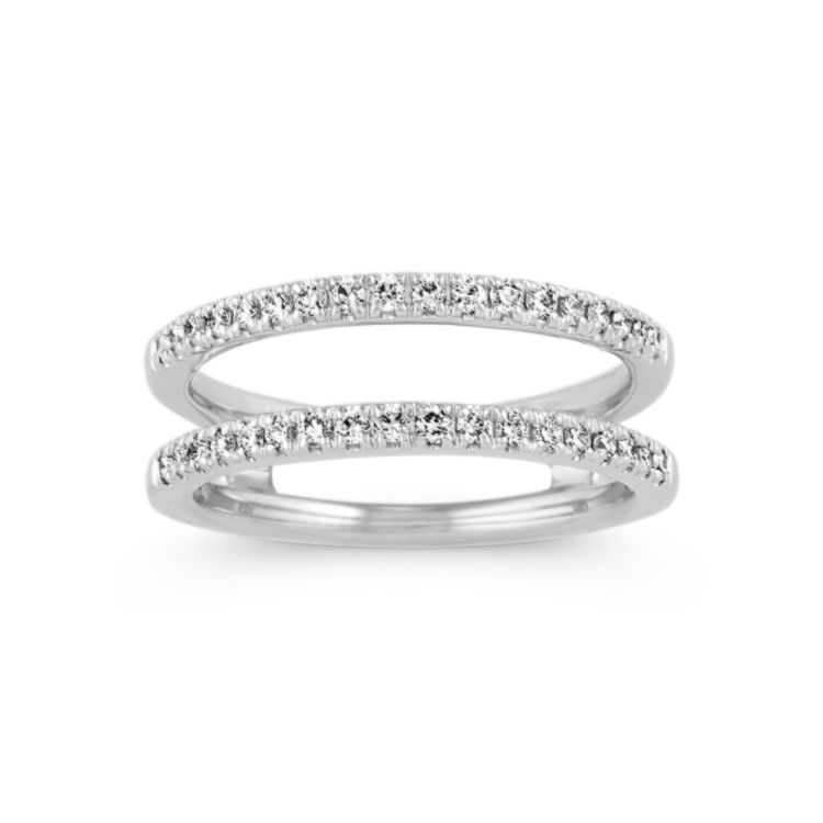 Natural Diamond Engagement Ring Guard in 14k White Gold