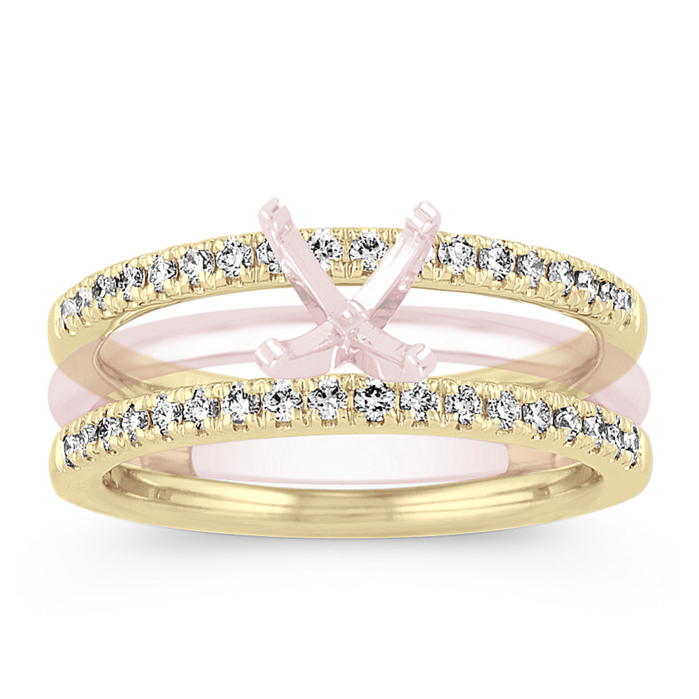 Diamond Engagement Ring Guard in 14k Yellow Gold