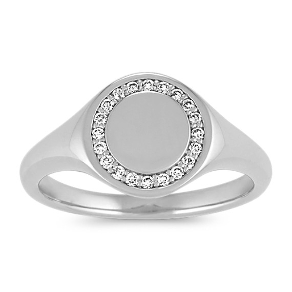 14k White Gold Signet Ring