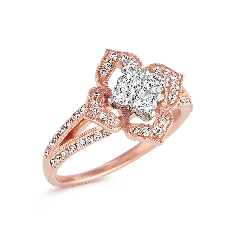 Diamond Floral Ring in 14k Rose Gold | Shane Co.
