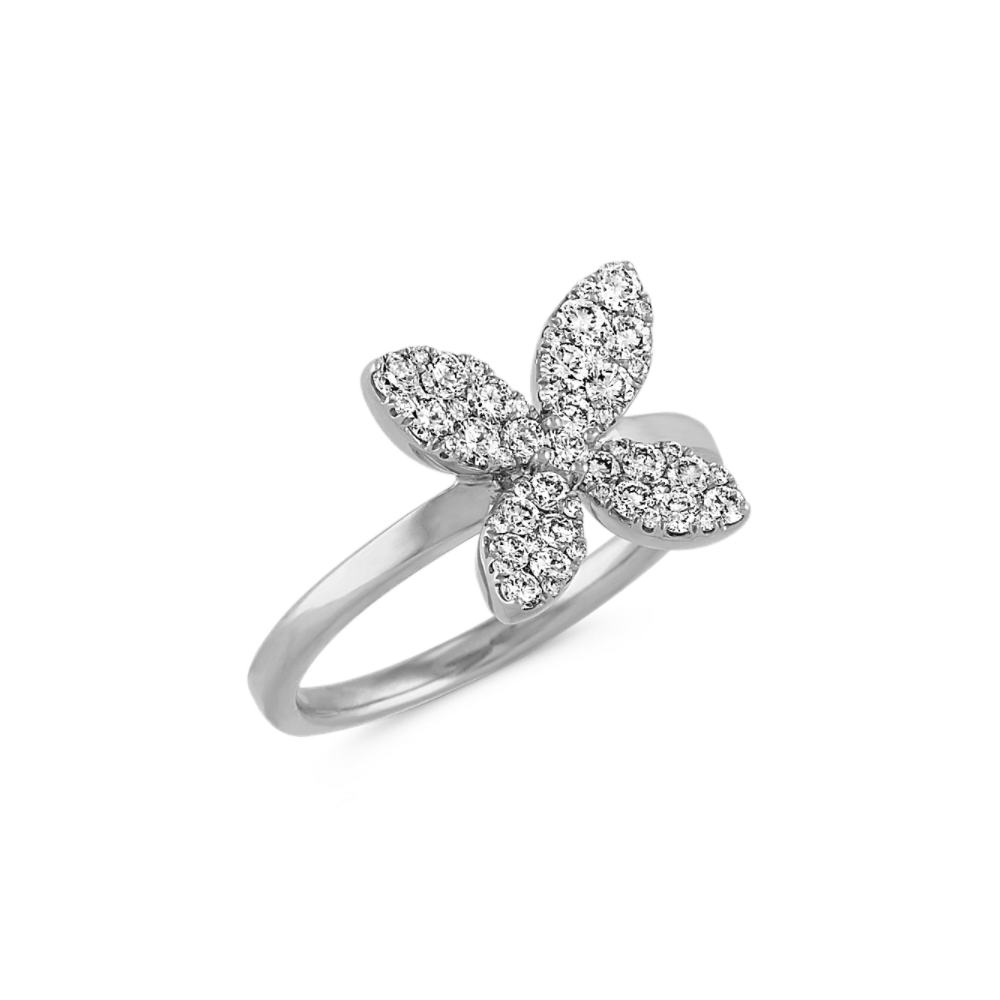 Diamond Flower Ring in 14k White Gold Shane Co.