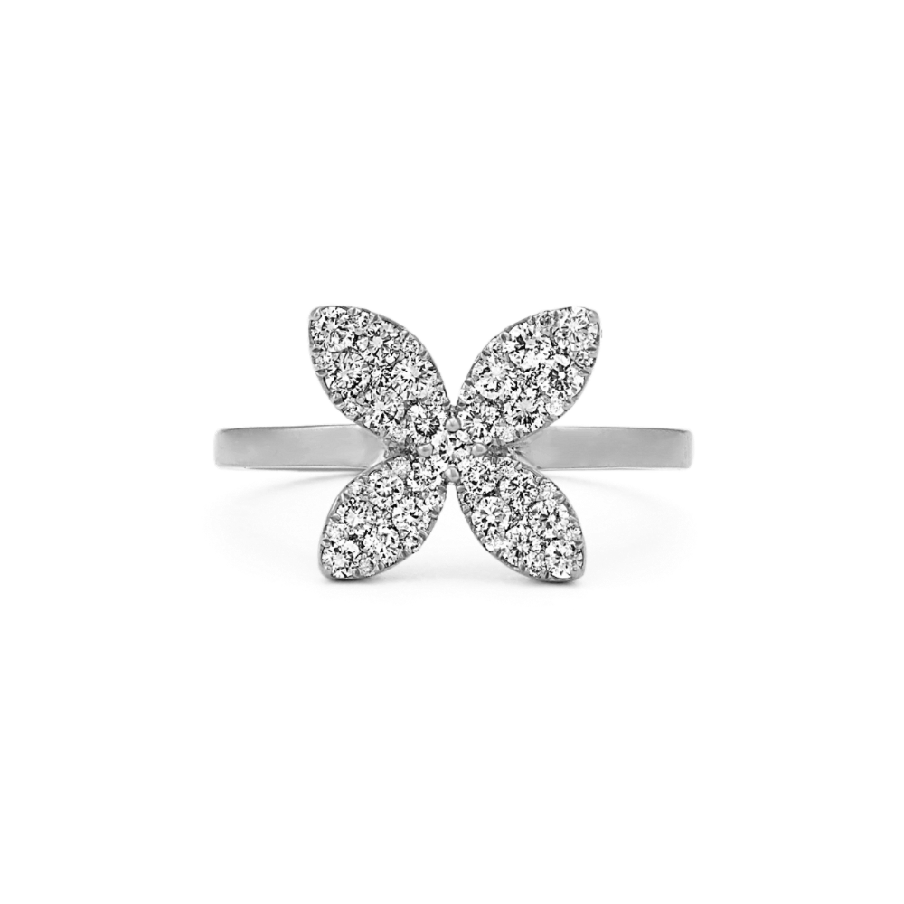 Diamond Flower Ring in 14k White Gold Shane Co.