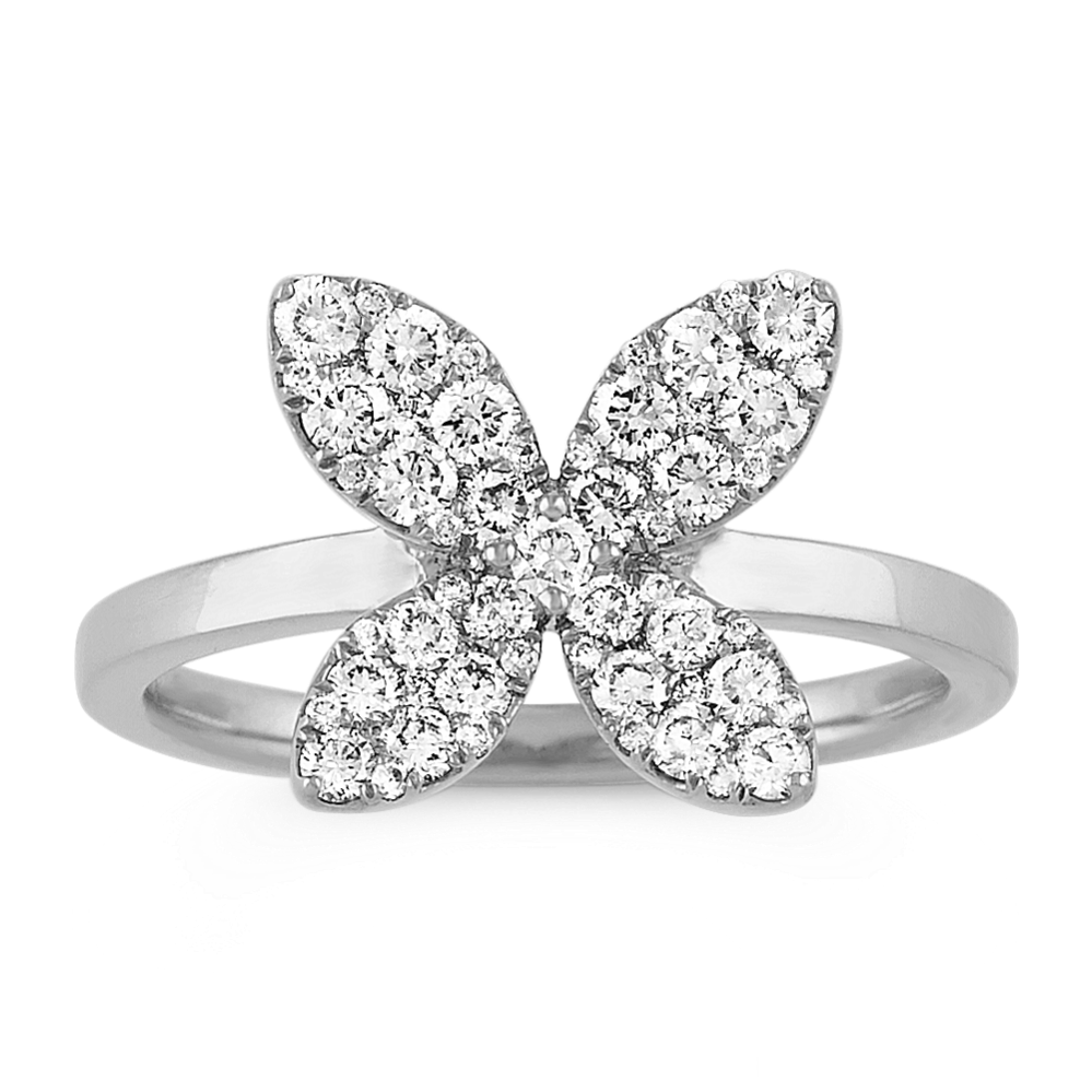 Diamond Flower Ring in 14k White Gold