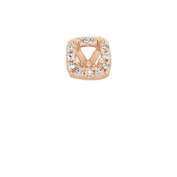 Classic Diamond Halo Decorative Crown to Hold 3.4mm Cushion Gemstone