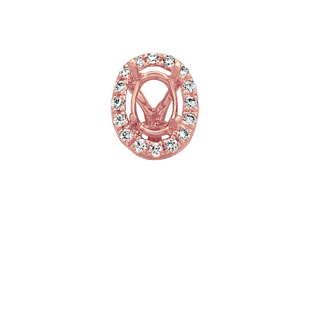 Diamond Halo Decorative Crown to Hold 8x6mm Oval Gemstone