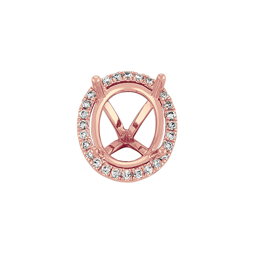 Diamond Halo Decorative Crown to Hold 11x9mm Oval Gemstone