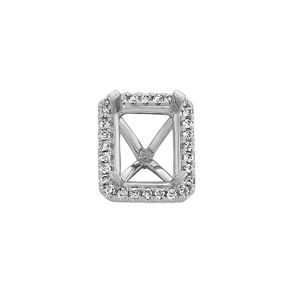Diamond Halo Decorative Crown (Holds approx. 9x7mm Emerald Cut)