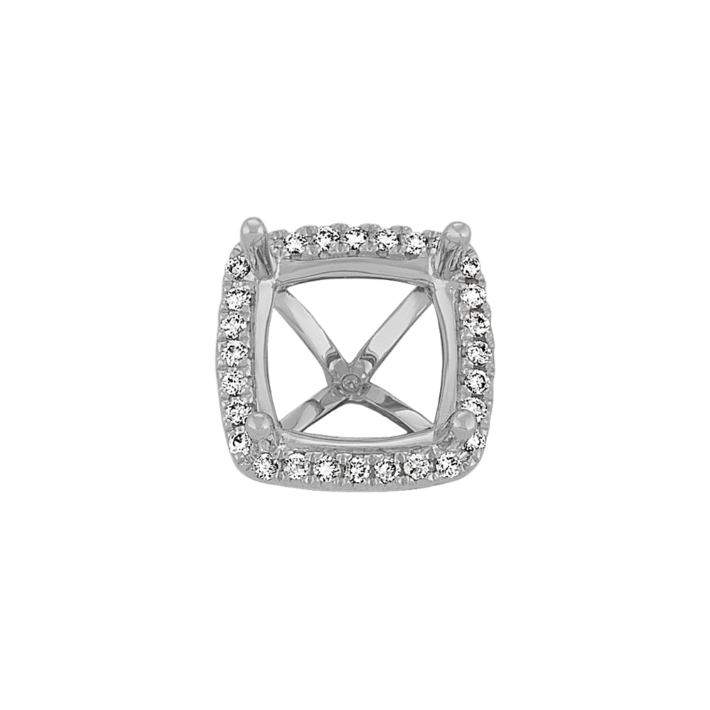 Classic Diamond Halo Decorative Crown to Hold 9mm Cushion Gemstone