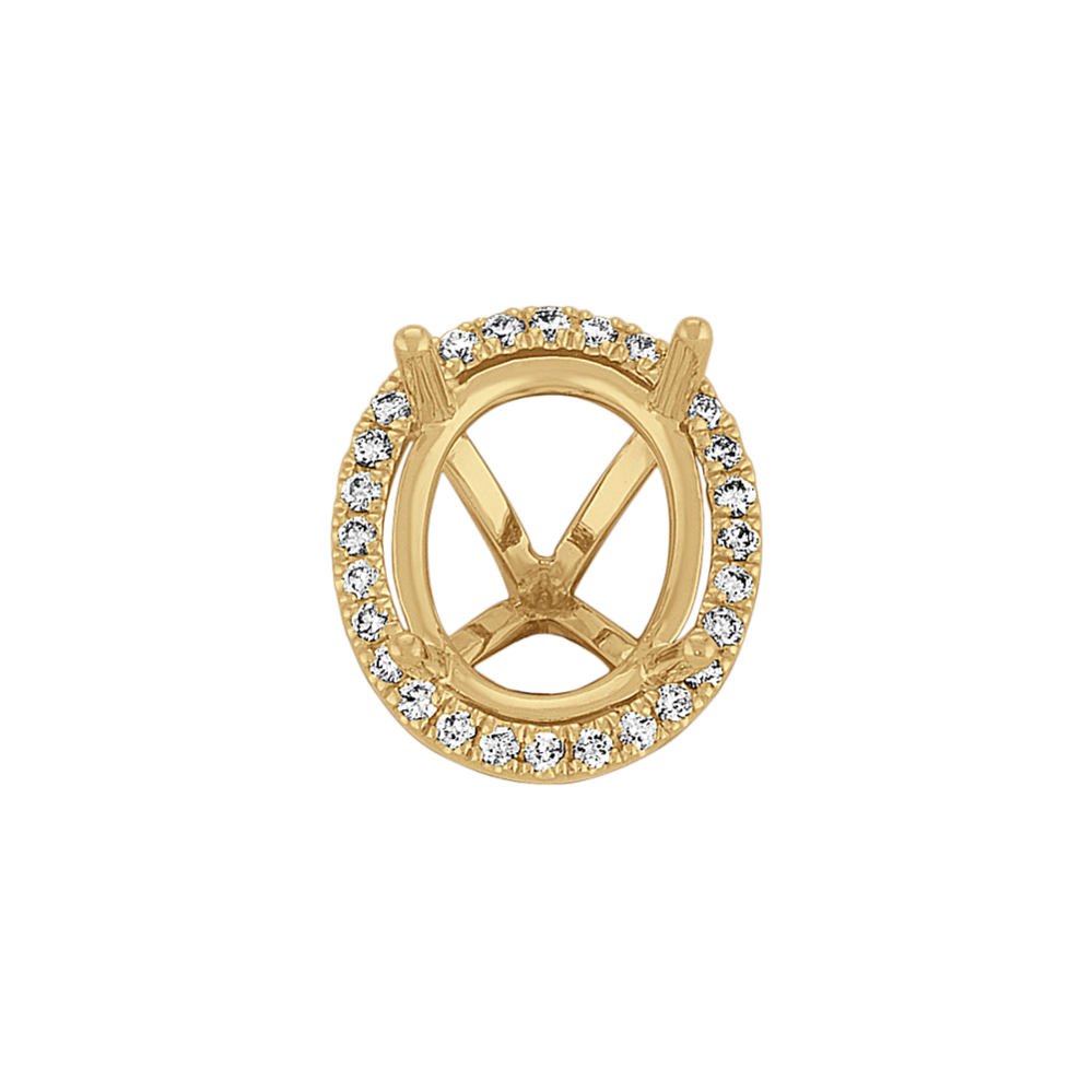 Diamond Halo Decorative Crown to Hold 11x9mm Oval Gemstone