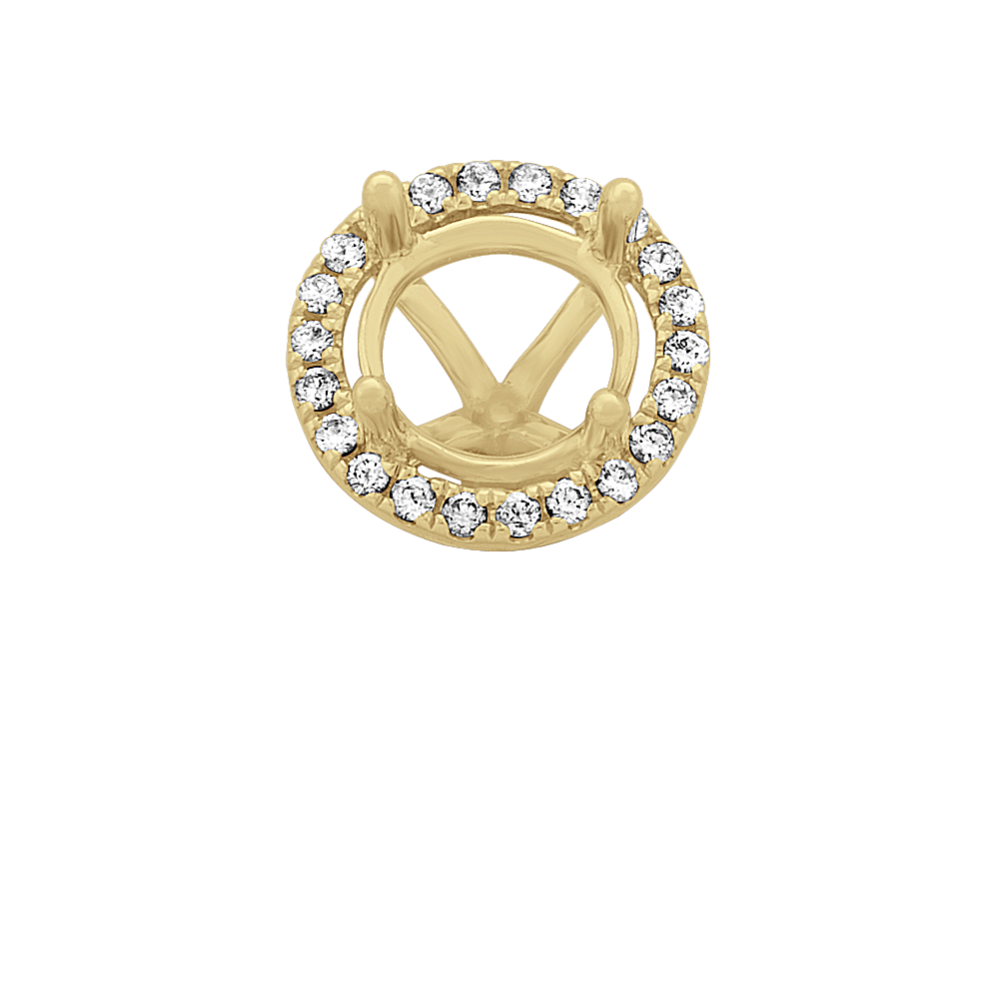 Classic Diamond Halo Decorative Crown to Hold 7.4mm Round Gemstone