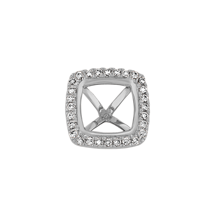 Classic Natural Diamond Halo Decorative Crown to Hold 9mm Cushion Gemstone