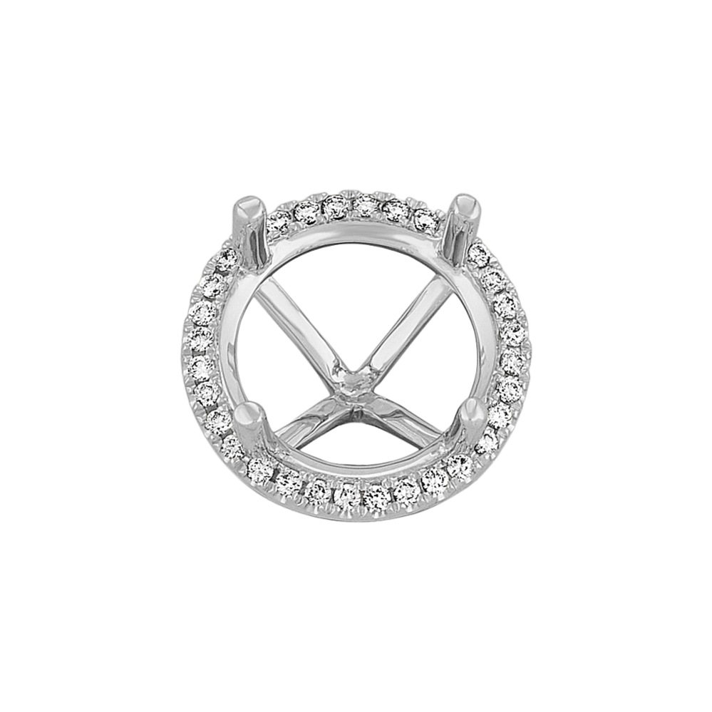 Classic Diamond Halo Decorative Crown to Hold 12mm Round Gemstone