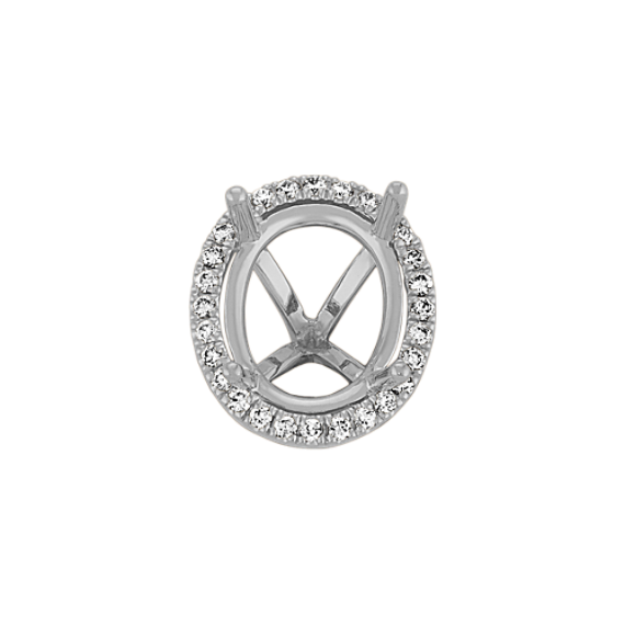 Diamond Halo Decorative Crown to Hold 11x9mm Oval Gemstone