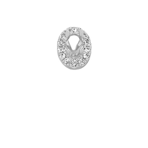 Diamond Halo Decorative Crown to Hold 5x3mm Oval Gemstone