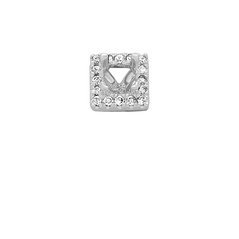 Classic Diamond Halo Decorative Crown to Hold 3.4mm Princess Cut Gemstone