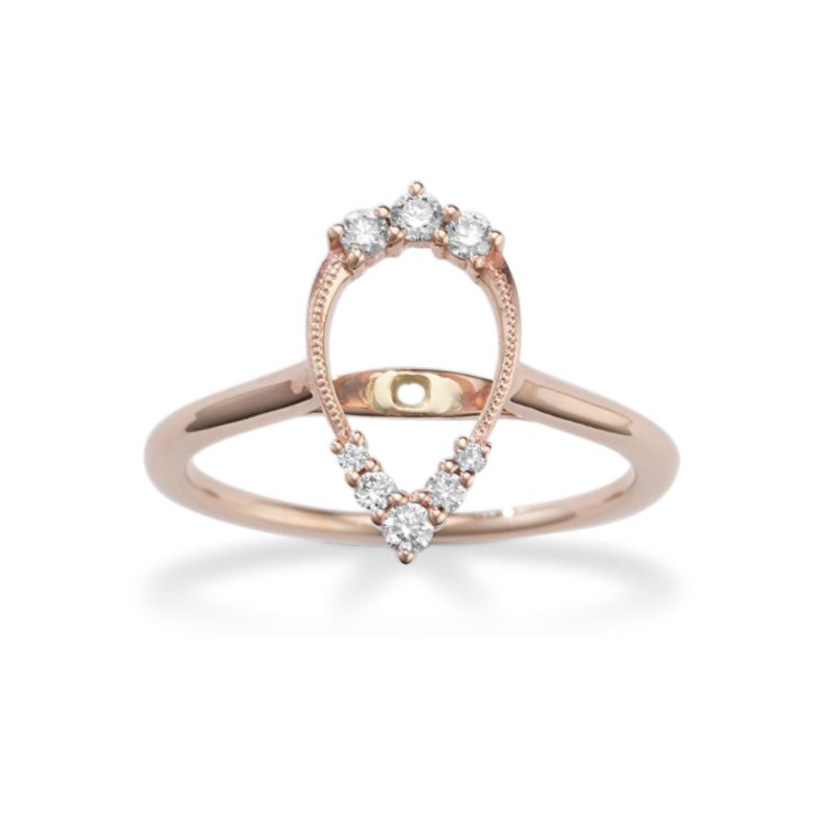 Dewdrop Natural Diamond Halo Engagement Ring in 14K Rose Gold
