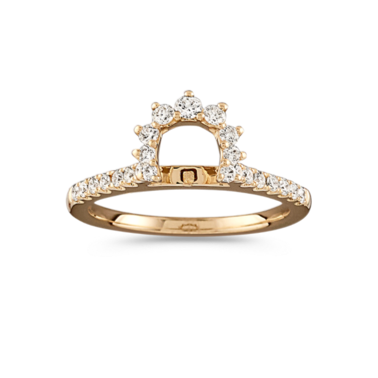 Jubilation Natural Diamond Halo Engagement Ring in 14K Yellow Gold