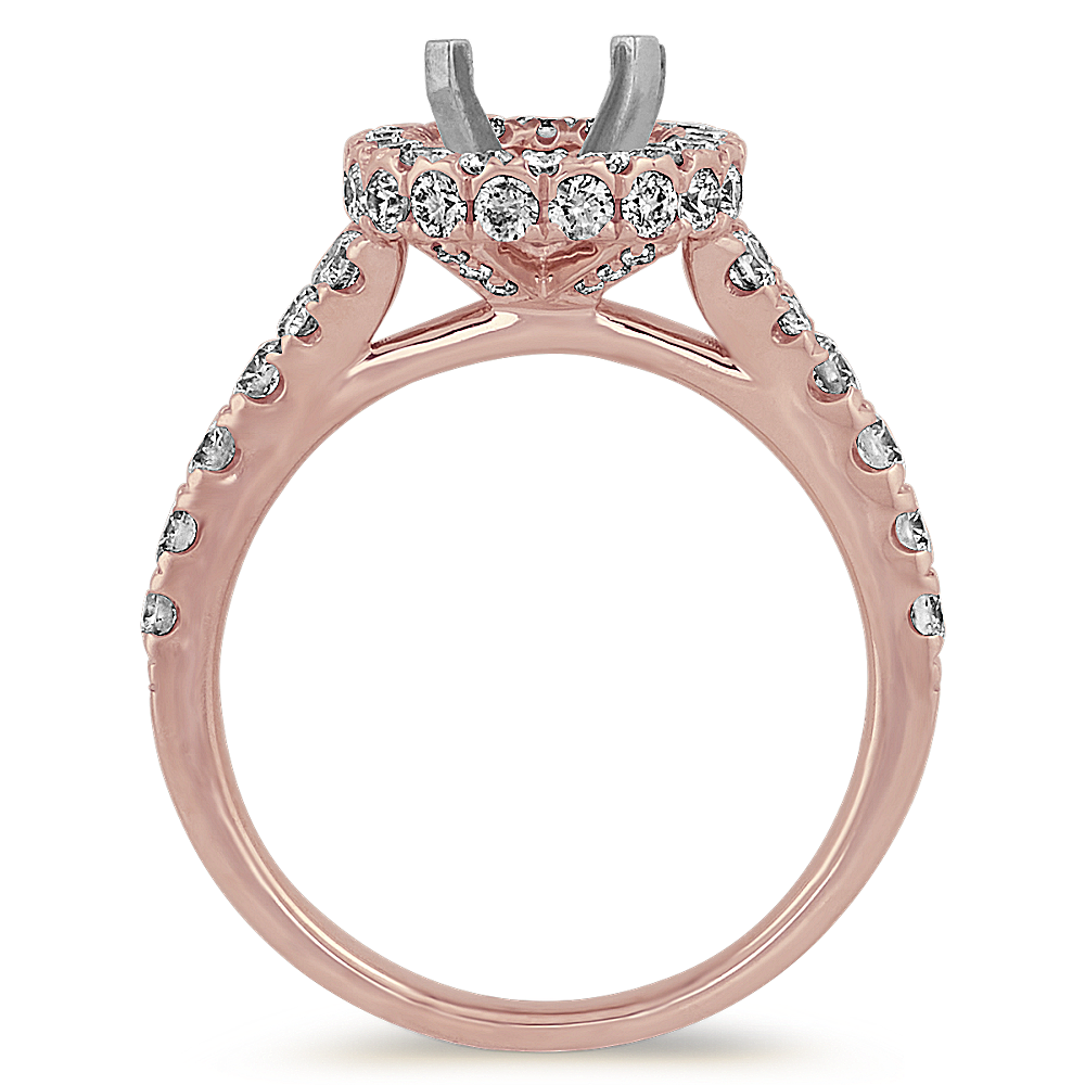 Diamond Halo Engagement Ring in 14k Rose Gold | Shane Co.