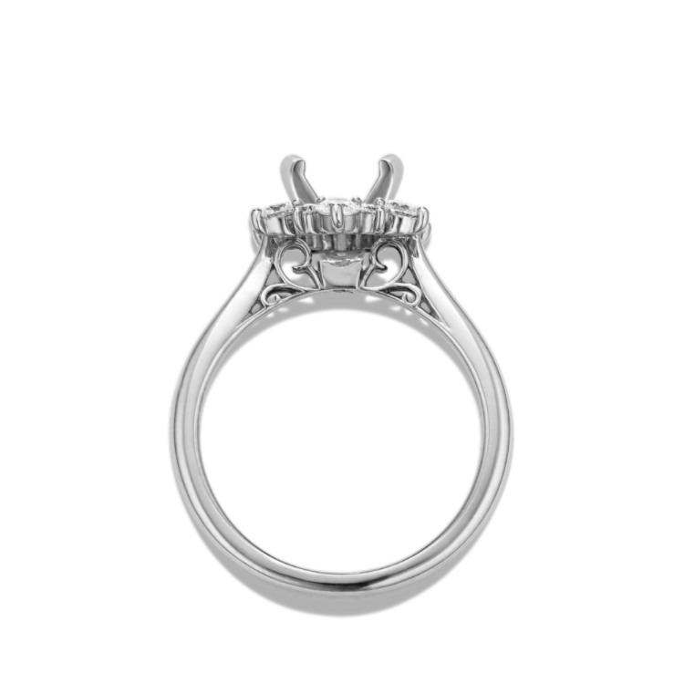 Natural Diamond Halo Engagement Ring in 14k White Gold