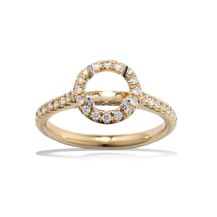 Natural Diamond Halo Engagement Ring in 14k Yellow Gold