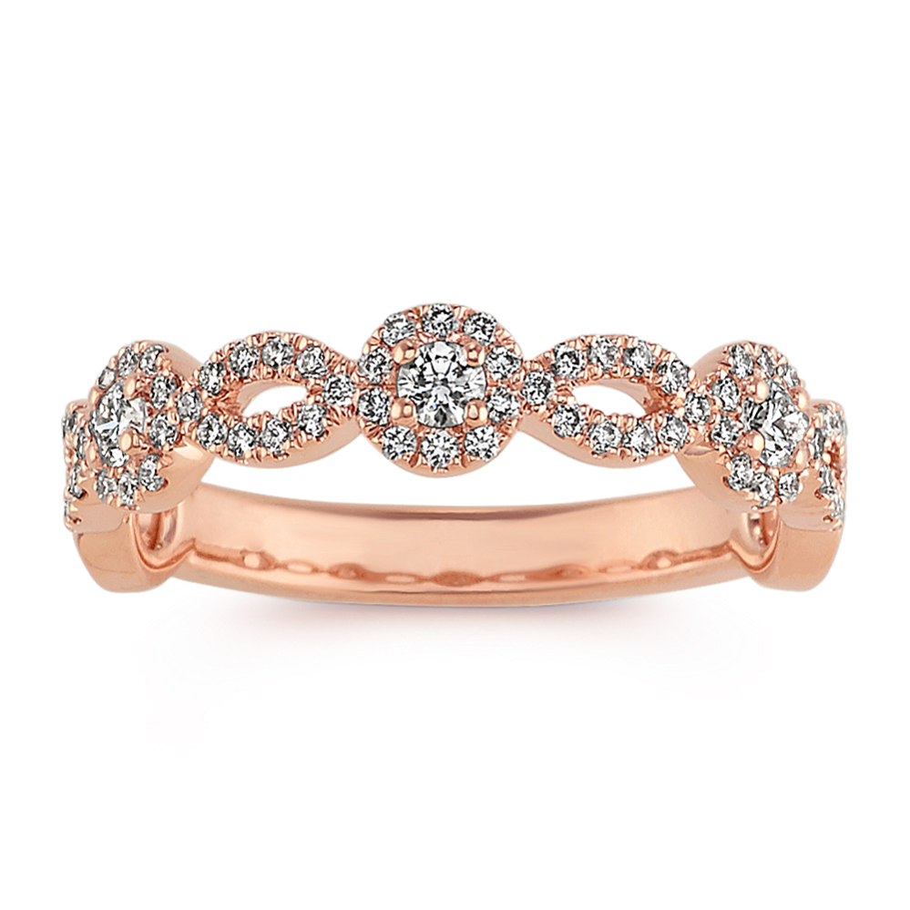 Diamond Halo Stackable Ring in 14k Rose Gold