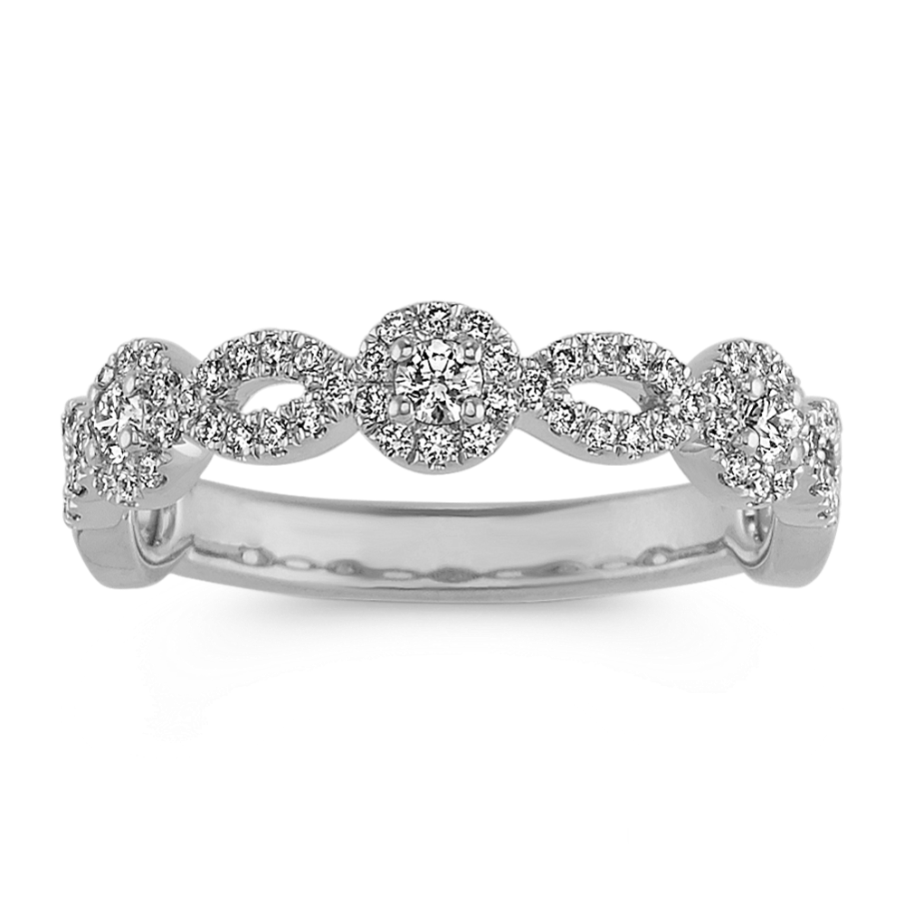 Diamond Halo Stackable Ring in 14k White Gold