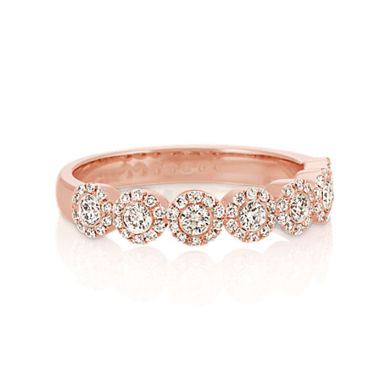 Diamond Halo Wedding Band In 14k Rose Gold Shane Co Tap To Zoom Thumbnail