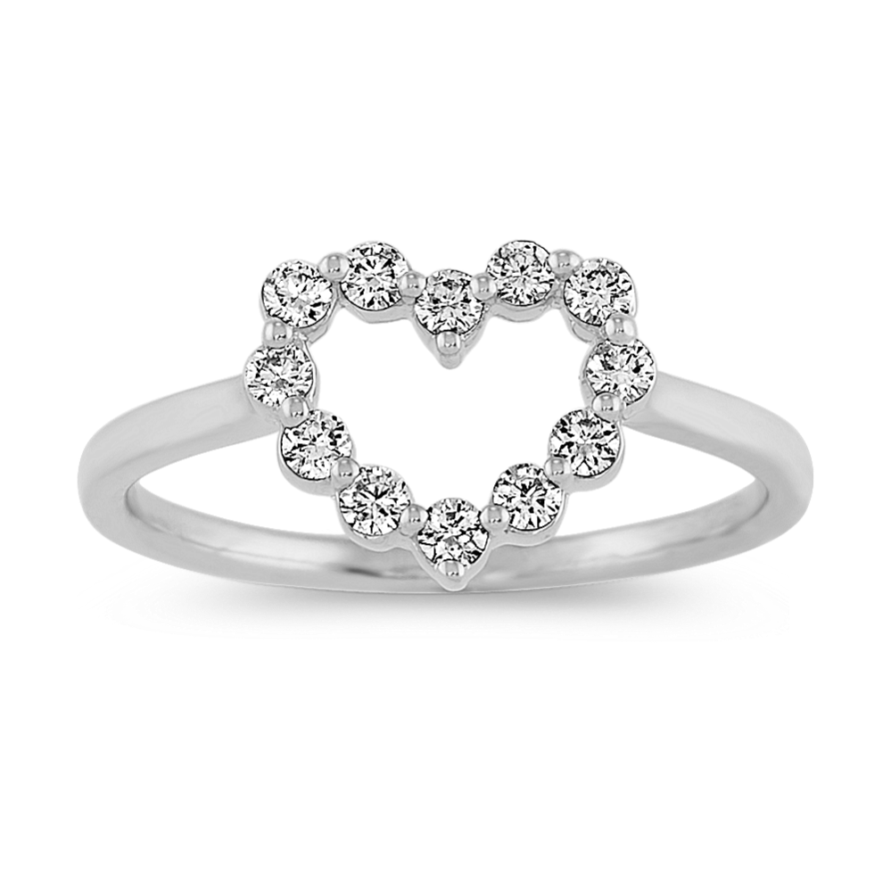 Diamond Heart Ring in White Gold
