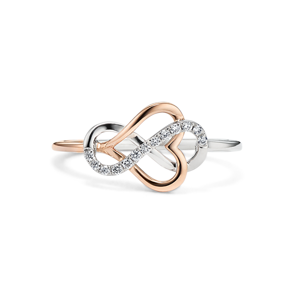 Sadie Diamond Infinity Heart Ring in 14K Rose Gold and Sterling Silver