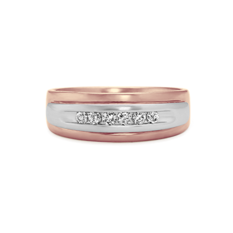 Natural Diamond Mens Band in 14k Rose and White Gold (7mm)