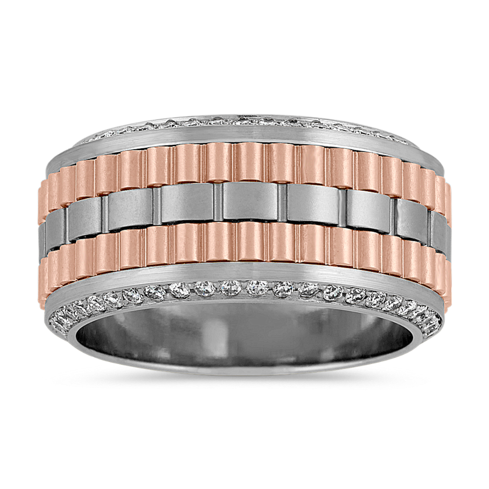 Diamond Mens Band in 14k Two-Tone Gold (11mm)