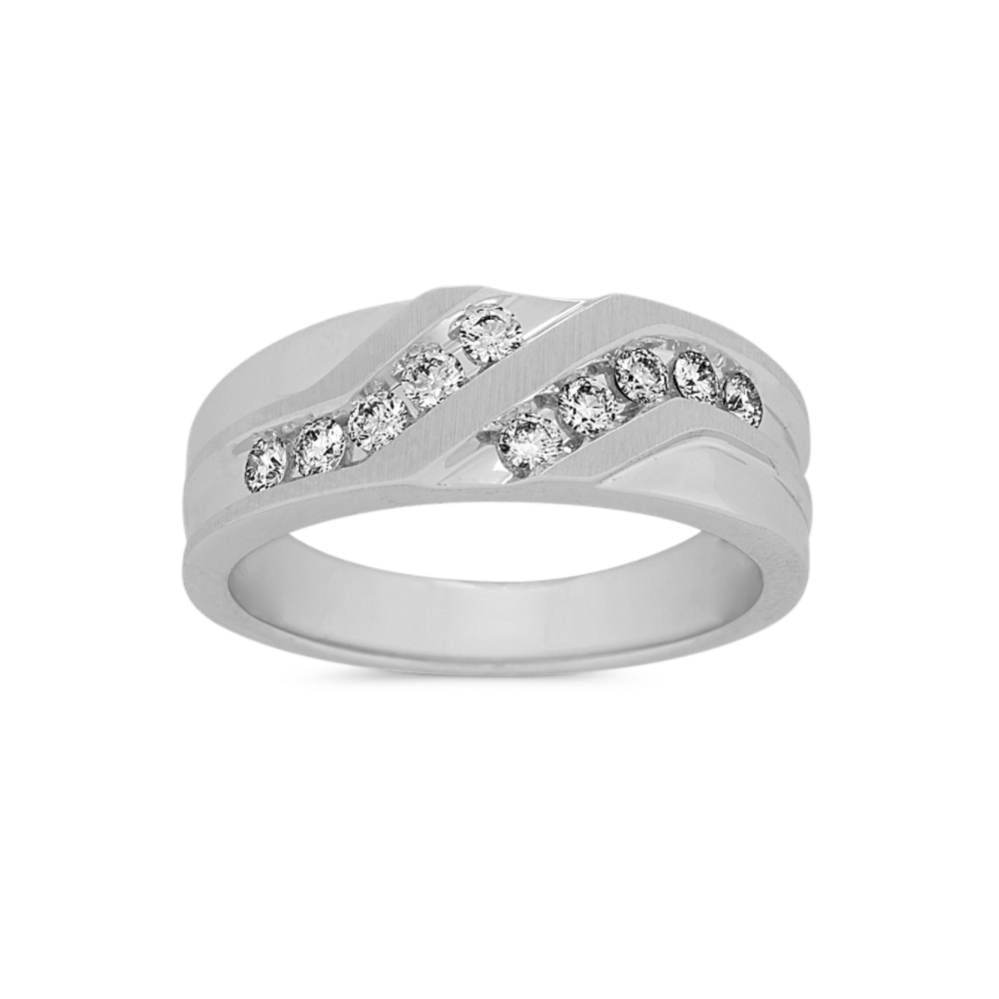 Thoroughfare 14K White Gold & Diamond Band (4mm)