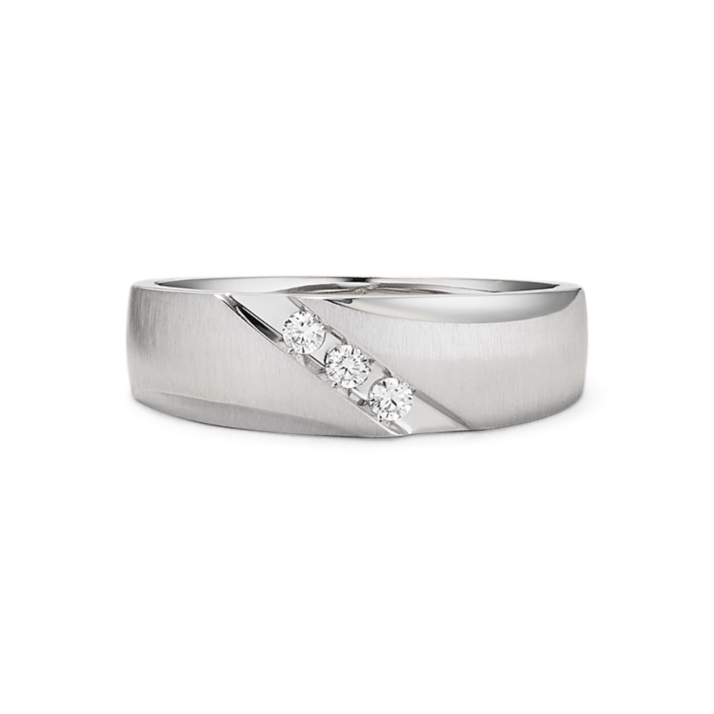 Edmund 14K White Gold & Diamond Band (7mm)