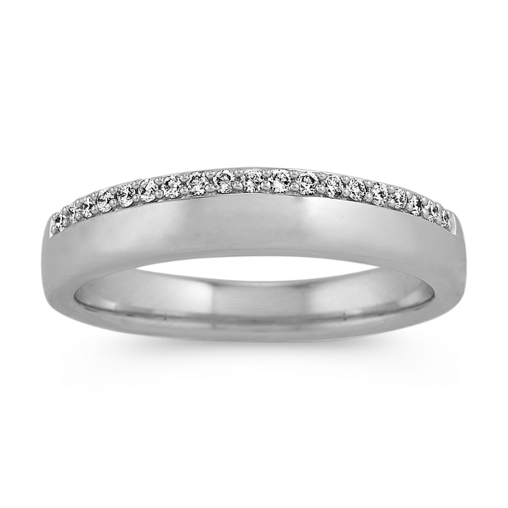 Diamond Mens Wedding Band in 14k White Gold (4mm)