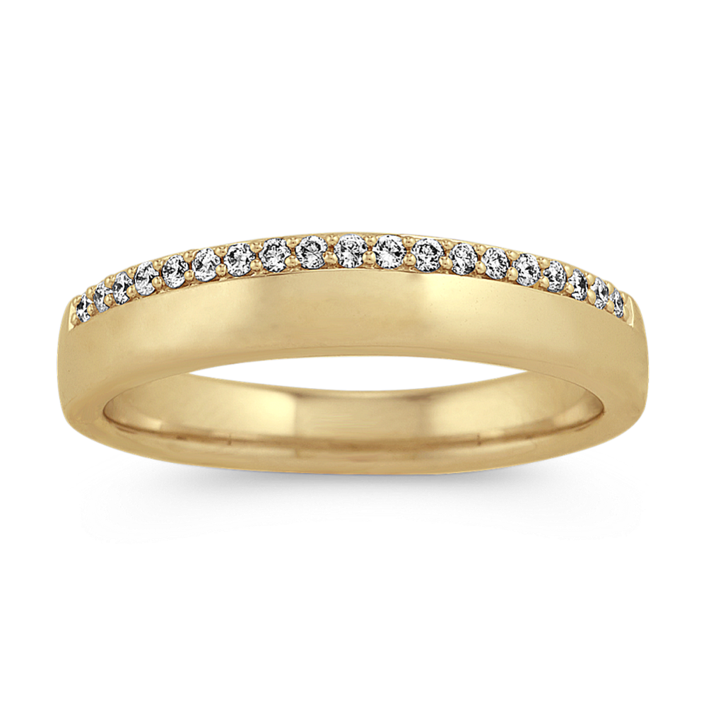 Diamond Mens Wedding Band in 14k Yellow Gold